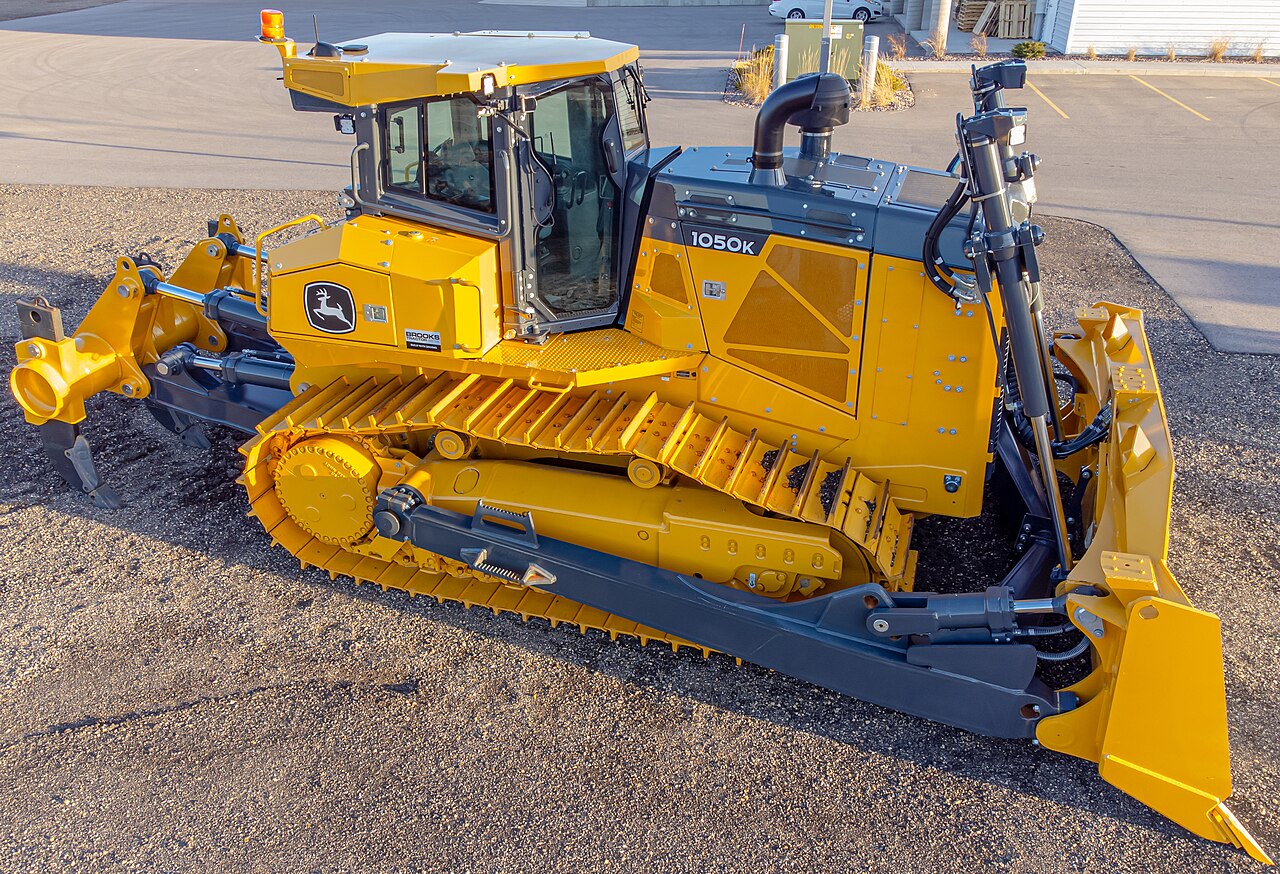 John Deere bulldozer with crawlers and a blade