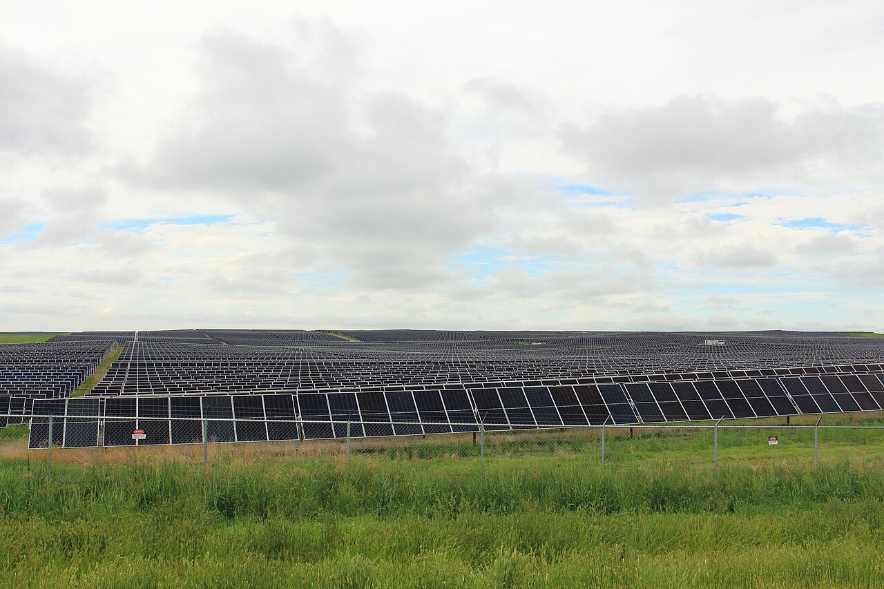 Travers Solar Farmの太陽光パネル列