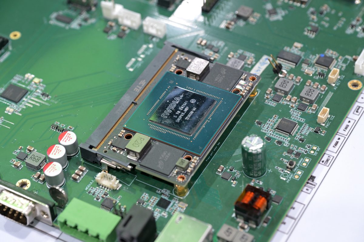 展示会に置かれたNVIDIA Jetson Orin NXモジュール